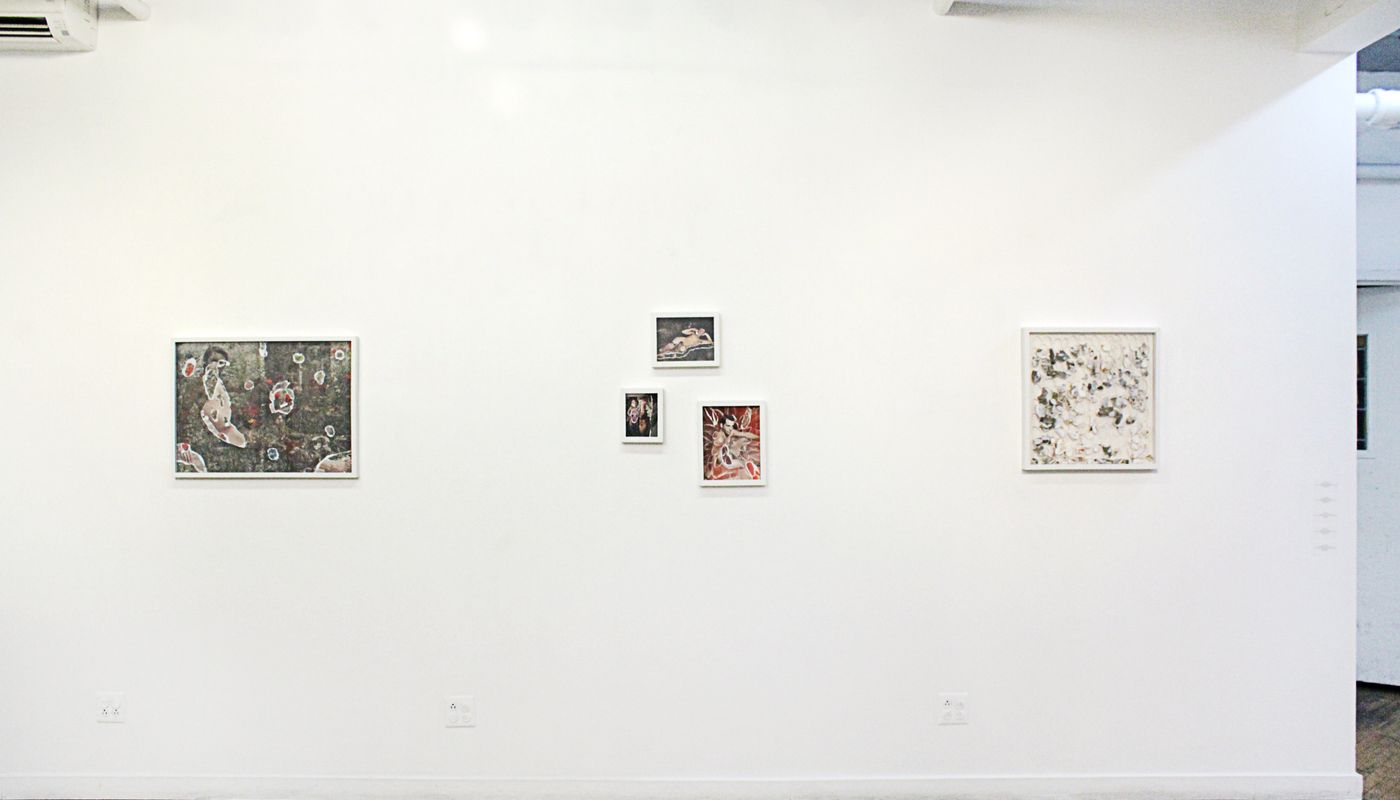 Install shot of framed prints in a group show at Trestle Gallery in Brooklyn.